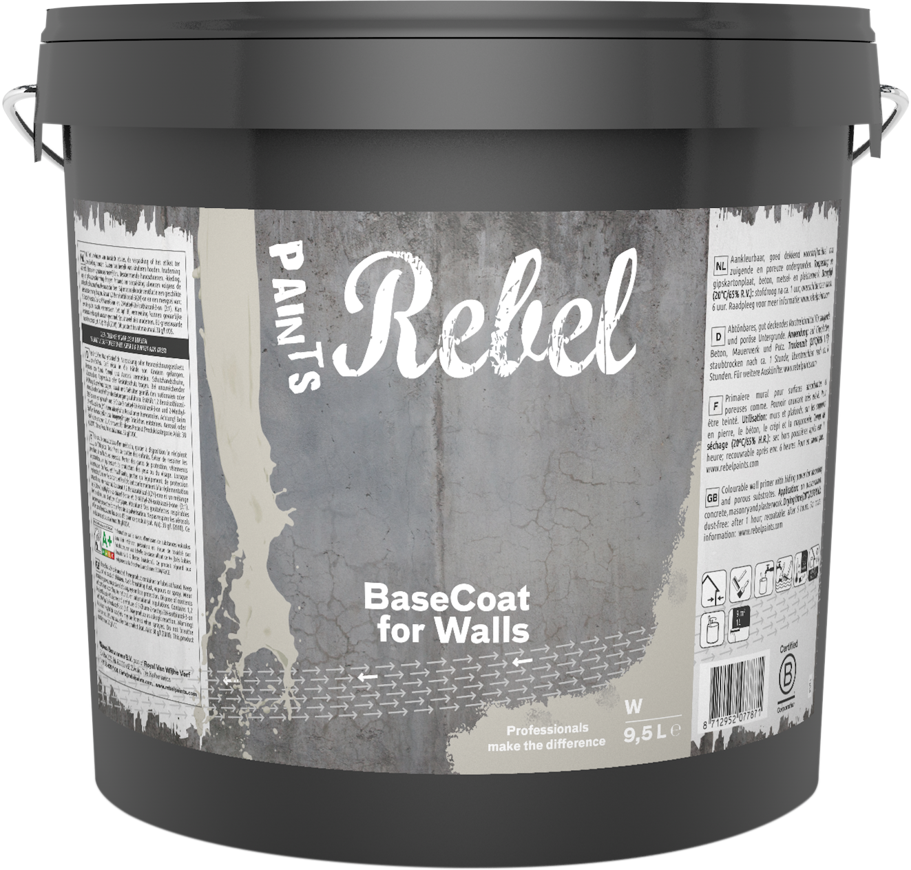 REBEL PAINTS BASECOAT FOR WALLS WIT 10.0L